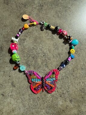 Colorful Beaded Butterfly Necklace